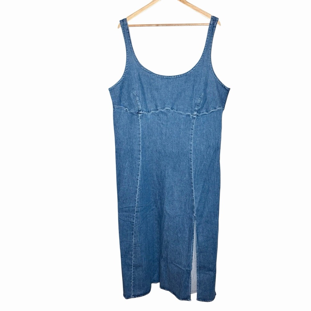 Gap Denim Maxi Dress Womens XXL Tall Sleeveless Western Empire Waist Cowgirl